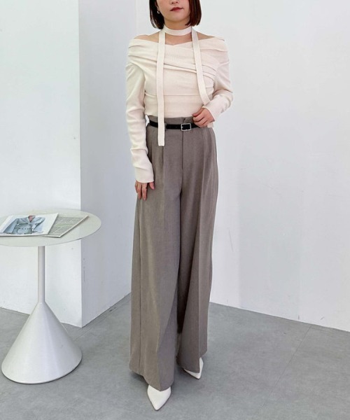 archives（アルシーヴ）の「チョーカータックドレープオフショルニット（ニット/セーター・レディース・ピンク/グレー/ブラック/アイボリー・MEDIUM）」の13枚目の写真