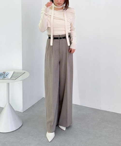 archives（アルシーヴ）の「チョーカータックドレープオフショルニット（ニット/セーター・レディース・ピンク/グレー/ブラック/アイボリー・MEDIUM）」の14枚目の写真