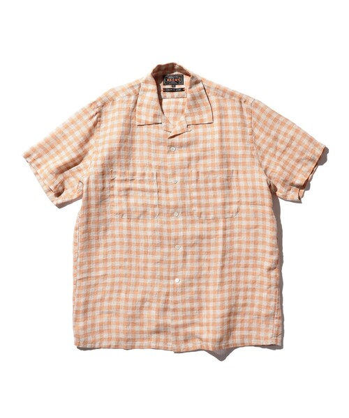 BEAMS PLUS（ビームスプラス）の「チェック リネン パナマ オープンカラー シャツ（シャツ/ブラウス・メンズ・オレンジ/ブラウン/ブルー・L/S/M/XL）」の16枚目の写真