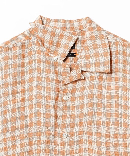 BEAMS PLUS（ビームスプラス）の「チェック リネン パナマ オープンカラー シャツ（シャツ/ブラウス・メンズ・オレンジ/ブラウン/ブルー・L/S/M/XL）」の18枚目の写真