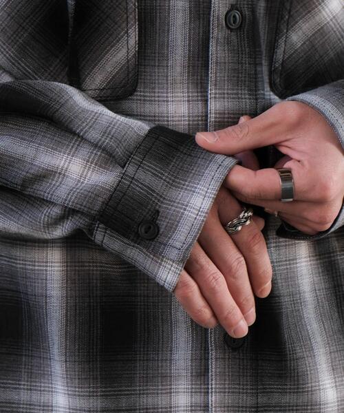 WEGO（ウィゴー）の「WEGO/【25年春夏新作】オンブレチェックフードシャツ（シャツ/ブラウス・メンズ・ブラック系その他2/ブルー系その他2・MEDIUM/LARGE）」の5枚目の写真