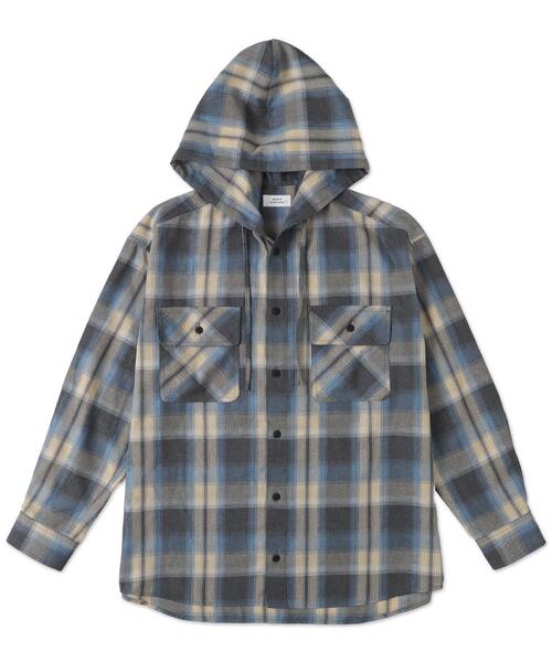 WEGO（ウィゴー）の「WEGO/【25年春夏新作】オンブレチェックフードシャツ（シャツ/ブラウス・メンズ・ブラック系その他2/ブルー系その他2・MEDIUM/LARGE）」の18枚目の写真