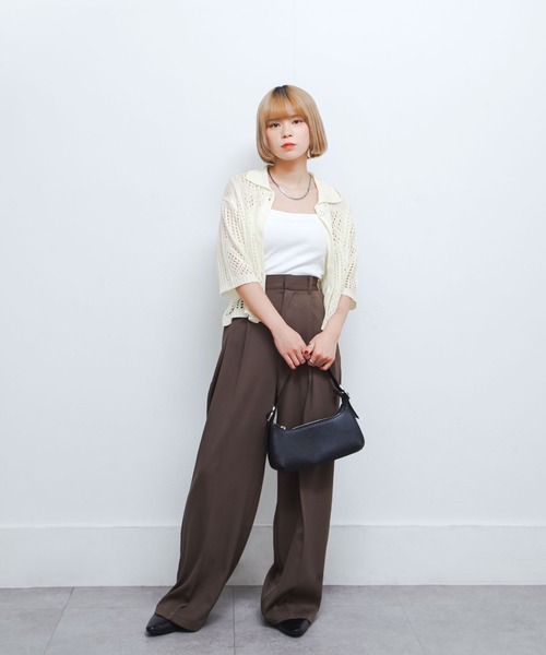 Chillfar(チルファー)の「メッシュクロシェカーデ(カーディガン/ボレロ・レディース・ブラウン/ブラック/ブルー/オフホワイト・FREE)」の10枚目の写真