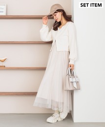 mysty woman | Ｗジップカーディガン＊チュールキャミワンピース　323414(ワンピース)