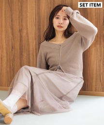 Ｗジップカーディガン＊チュールキャミワンピース　323414