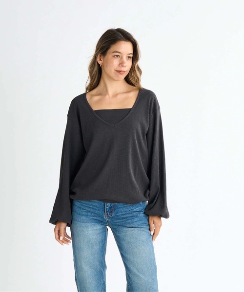 ROXY(ロキシー)の「PUFFY DAYS /ロキシーアンサンブル2WAYトップス(Tシャツ/カットソー・レディース・ミント/イエロー/ホワイト/ブラック・LARGE/SMALL/MEDIUM)」の10枚目の写真