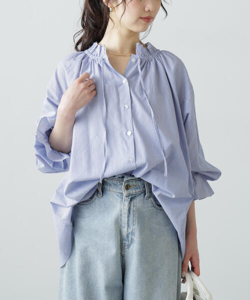 FREE'S MART（フリーズマート）の「◆［MFM］ストライプフリルシャツ（シャツ/ブラウス・レディース・ワンウォッシュ/ピンク系その他/ブルー系その他/グリーン系その他/ホワイト・FREE）」の15枚目の写真