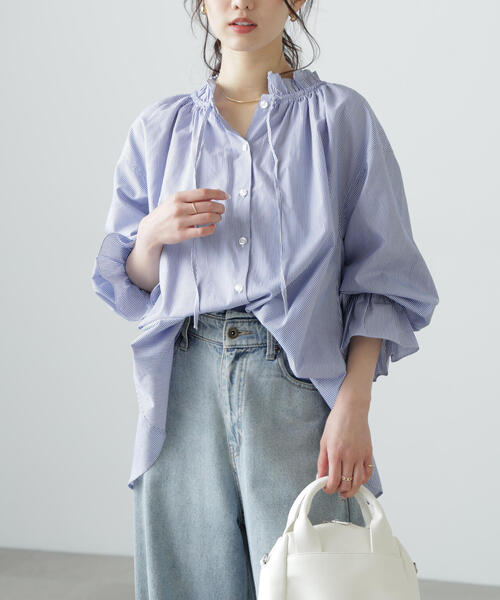 FREE'S MART（フリーズマート）の「◆［MFM］ストライプフリルシャツ（シャツ/ブラウス・レディース・ワンウォッシュ/ピンク系その他/ブルー系その他/グリーン系その他/ホワイト・FREE）」の17枚目の写真