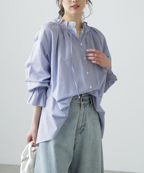 FREE'S MART（フリーズマート）の「◆［MFM］ストライプフリルシャツ（シャツ/ブラウス・レディース・ワンウォッシュ/ピンク系その他/ブルー系その他/グリーン系その他/ホワイト・FREE）」の18枚目の写真