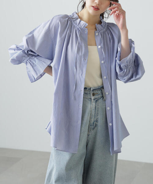 FREE'S MART（フリーズマート）の「◆［MFM］ストライプフリルシャツ（シャツ/ブラウス・レディース・ワンウォッシュ/ピンク系その他/ブルー系その他/グリーン系その他/ホワイト・FREE）」の21枚目の写真