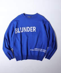 Double jacquard logo crew neck knit / WジャガードLOGOクルーネックニット unisex