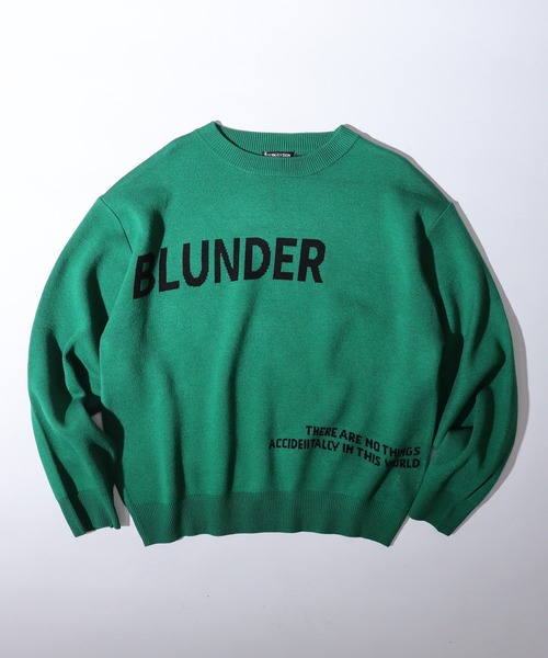 SUGGESTION（サジェッション）の「Double jacquard logo crew neck knit / WジャガードLOGOクルーネックニット unisex（ニット/セーター・メンズ・グリーン/ブラック/オフホワイト/ブルー・M/L）」の3枚目の写真