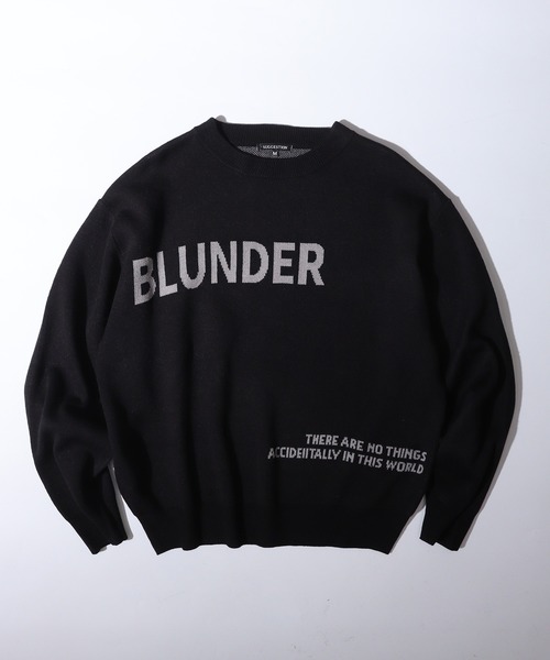 SUGGESTION（サジェッション）の「Double jacquard logo crew neck knit / WジャガードLOGOクルーネックニット unisex（ニット/セーター・メンズ・グリーン/ブラック/オフホワイト/ブルー・M/L）」の2枚目の写真