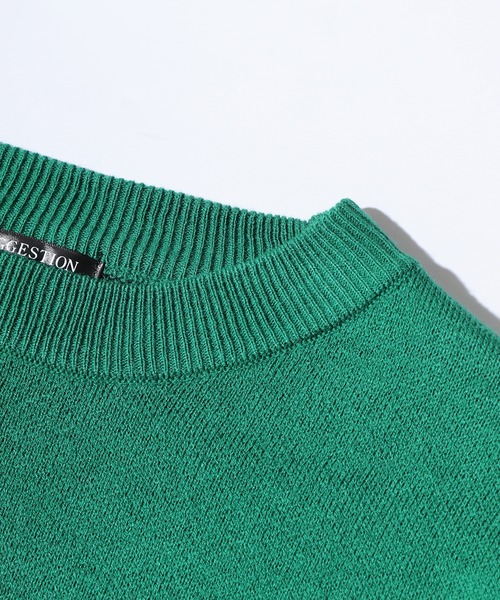 SUGGESTION（サジェッション）の「Double jacquard logo crew neck knit / WジャガードLOGOクルーネックニット unisex（ニット/セーター・メンズ・グリーン/ブラック/オフホワイト/ブルー・M/L）」の5枚目の写真