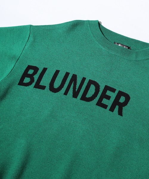 SUGGESTION（サジェッション）の「Double jacquard logo crew neck knit / WジャガードLOGOクルーネックニット unisex（ニット/セーター・メンズ・グリーン/ブラック/オフホワイト/ブルー・M/L）」の6枚目の写真