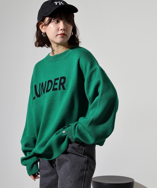 SUGGESTION（サジェッション）の「Double jacquard logo crew neck knit / WジャガードLOGOクルーネックニット unisex（ニット/セーター・メンズ・グリーン/ブラック/オフホワイト/ブルー・M/L）」の12枚目の写真