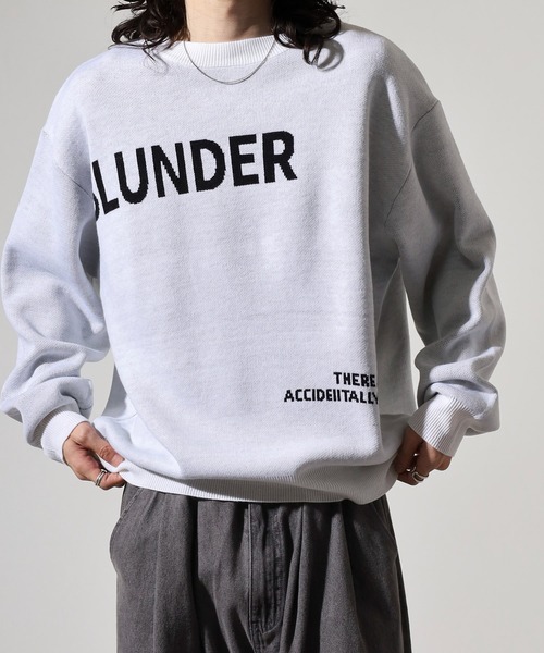SUGGESTION（サジェッション）の「Double jacquard logo crew neck knit / WジャガードLOGOクルーネックニット unisex（ニット/セーター・メンズ・グリーン/ブラック/オフホワイト/ブルー・M/L）」の16枚目の写真