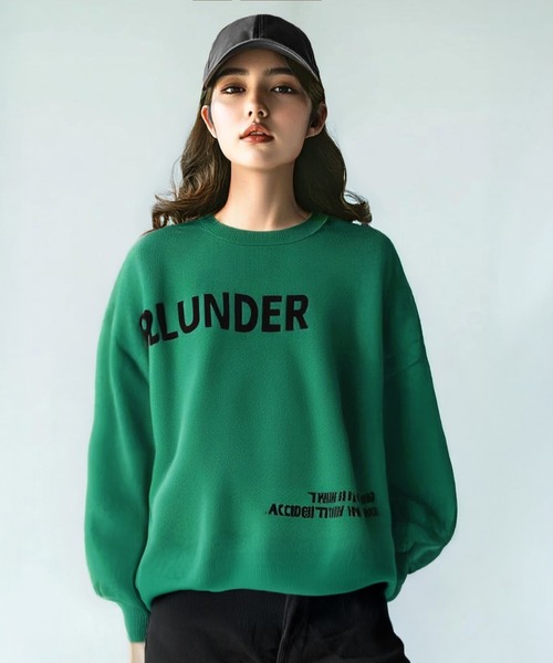 SUGGESTION（サジェッション）の「Double jacquard logo crew neck knit / WジャガードLOGOクルーネックニット unisex（ニット/セーター・メンズ・グリーン/ブラック/オフホワイト/ブルー・M/L）」の22枚目の写真