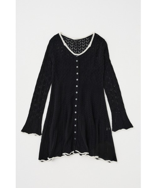 MOUSSY(マウジー)の「EYELET LACE KNIT ミニドレス(ワンピース・レディース・ホワイト/ブラック/ライトブルー・FREE)」の4枚目の写真