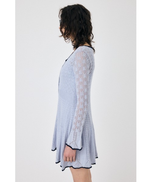 MOUSSY(マウジー)の「EYELET LACE KNIT ミニドレス(ワンピース・レディース・ホワイト/ブラック/ライトブルー・FREE)」の12枚目の写真