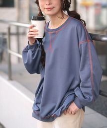 GOLDJAPAN（ゴールドジャパン）の「配色ステッチワイドプルオーバー【大きいサイズ対応】（スウェット）」