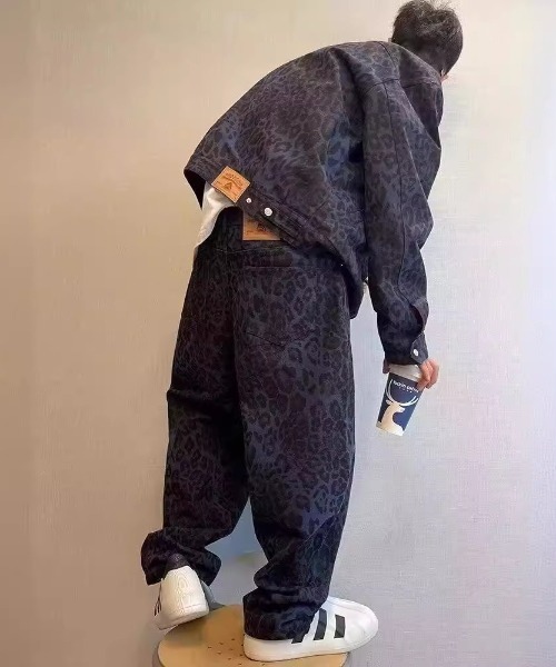 link lot(リンクロット)の「レオパード柄 ルーズシルエットワイドデニムパンツ ヒョウ柄 Y2K 総柄プリント(デニムパンツ・メンズ・ブルー・L/M)」の3枚目の写真