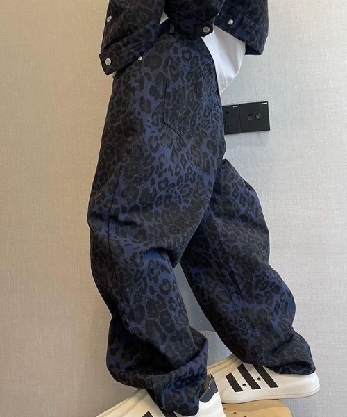 link lot(リンクロット)の「レオパード柄 ルーズシルエットワイドデニムパンツ ヒョウ柄 Y2K 総柄プリント(デニムパンツ・メンズ・ブルー・L/M)」の7枚目の写真