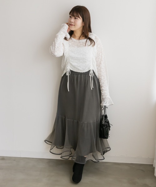 CLETTE(クレット)の「裾ウェーブチュールスカート(スカート・レディース・チャコールグレー/ブラック/アイボリー・4L/3L/LL)」の11枚目の写真