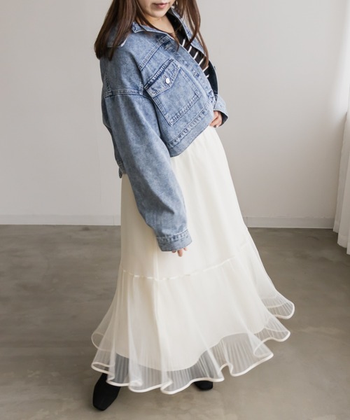 CLETTE(クレット)の「裾ウェーブチュールスカート(スカート・レディース・チャコールグレー/ブラック/アイボリー・4L/3L/LL)」の16枚目の写真