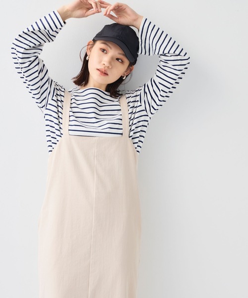 CROSS FUNCTION（クロスファンクション）の「《吸水速乾》エブ楽ハイウエストジャンスカ【CF/クロスファンクション】（ジャンパースカート・レディース・アイボリー/ブラック・L/M/LL）」の7枚目の写真