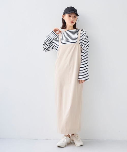 CROSS FUNCTION（クロスファンクション）の「《吸水速乾》エブ楽ハイウエストジャンスカ【CF/クロスファンクション】（ジャンパースカート・レディース・アイボリー/ブラック・L/M/LL）」の3枚目の写真