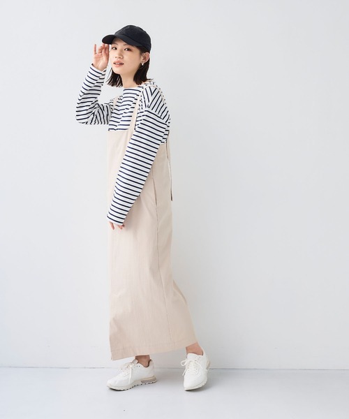 CROSS FUNCTION（クロスファンクション）の「《吸水速乾》エブ楽ハイウエストジャンスカ【CF/クロスファンクション】（ジャンパースカート・レディース・アイボリー/ブラック・L/M/LL）」の6枚目の写真