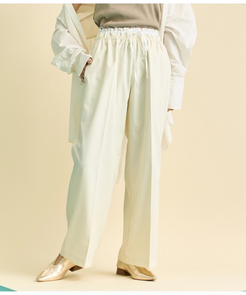 Settimissimo（セッティミッシモ）の「ダブルウエスト ピンストライプ スラックス パンツ（スラックス・レディース・ダークグレー/アイボリー・FREE）」の4枚目の写真