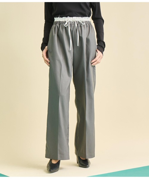 Settimissimo（セッティミッシモ）の「ダブルウエスト ピンストライプ スラックス パンツ（スラックス・レディース・ダークグレー/アイボリー・FREE）」の22枚目の写真