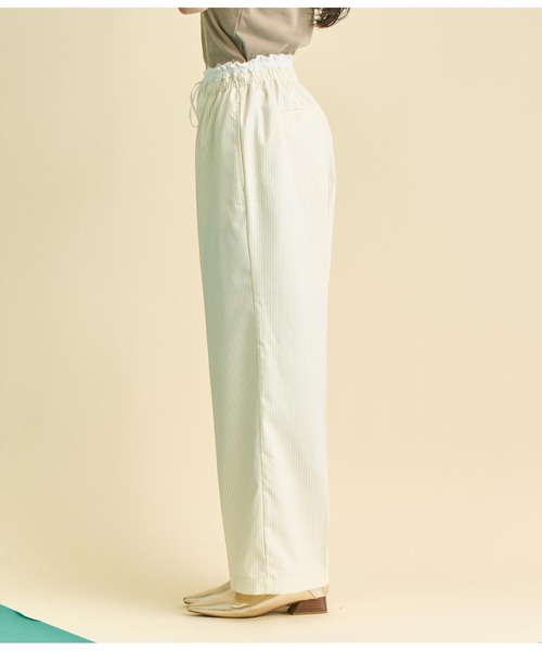 Settimissimo（セッティミッシモ）の「ダブルウエスト ピンストライプ スラックス パンツ（スラックス・レディース・ダークグレー/アイボリー・FREE）」の9枚目の写真