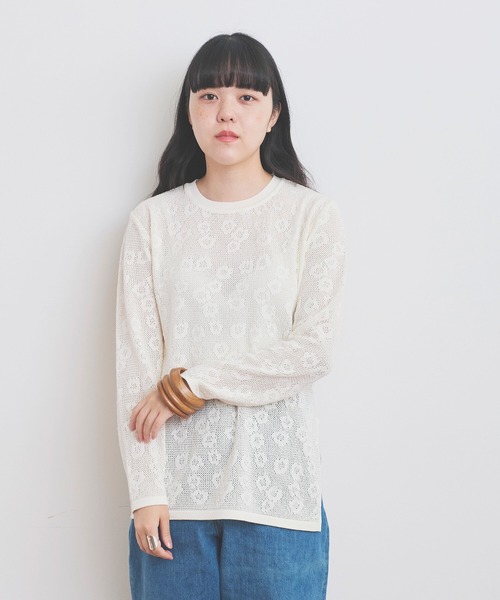 AMBIDEX(アンビデックス)の「☆デイジーメッシュスリットプルオーバー(Tシャツ/カットソー・レディース・キナリ/ネイビー/ピンク・FREE)」の12枚目の写真