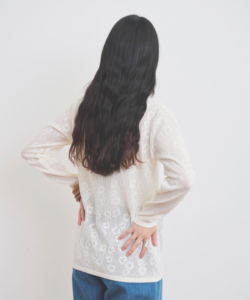 AMBIDEX(アンビデックス)の「☆デイジーメッシュスリットプルオーバー(Tシャツ/カットソー・レディース・キナリ/ネイビー/ピンク・FREE)」の10枚目の写真