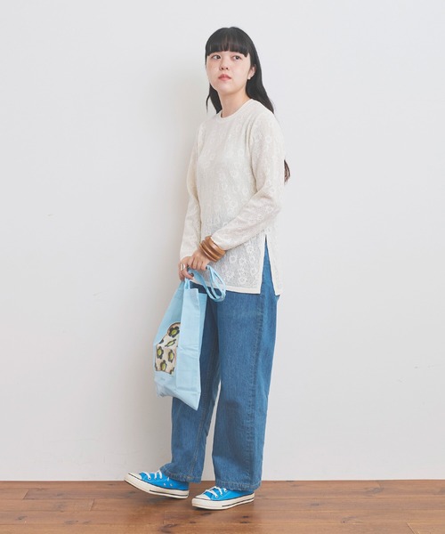 AMBIDEX(アンビデックス)の「☆デイジーメッシュスリットプルオーバー(Tシャツ/カットソー・レディース・キナリ/ネイビー/ピンク・FREE)」の7枚目の写真