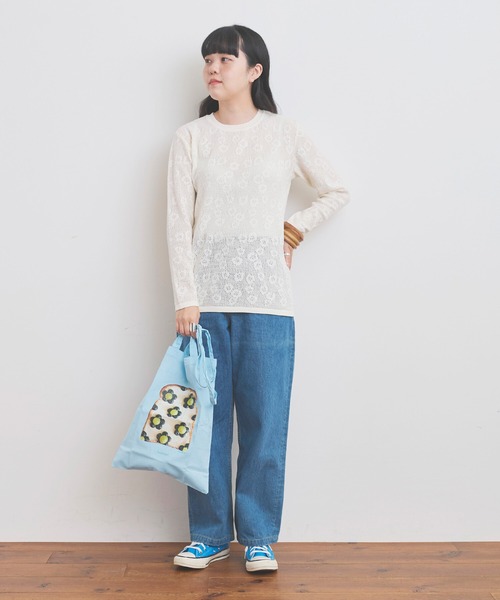 AMBIDEX(アンビデックス)の「☆デイジーメッシュスリットプルオーバー(Tシャツ/カットソー・レディース・キナリ/ネイビー/ピンク・FREE)」の5枚目の写真