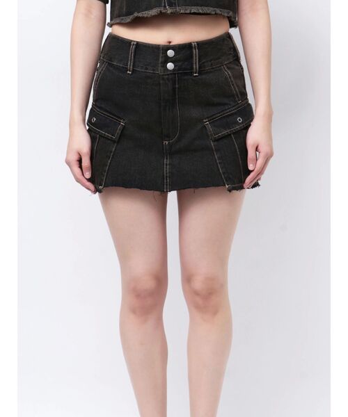 EMODA（エモダ）の「デニムボックスミニスカート（スカート・レディース・ブラック/グレー/インディゴブルー・SMALL/MEDIUM）」の2枚目の写真