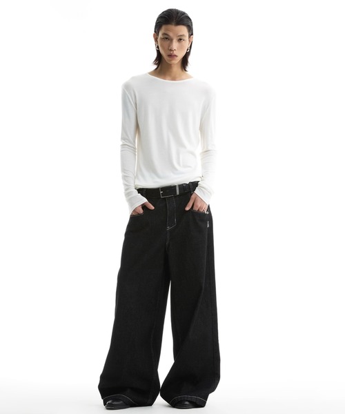 funkyfun スタッズ 変形スラックス ワイドデニムパンツ FKF25S1PT12【FUNKYFUN】（デニムパンツ