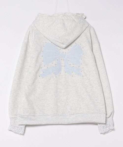 DIAVEL（ディアベル）の「【韓国ファッション春コーデに】リボンワッペンジップパーカー（パーカー・レディース・ライトグレー・M）」の8枚目の写真