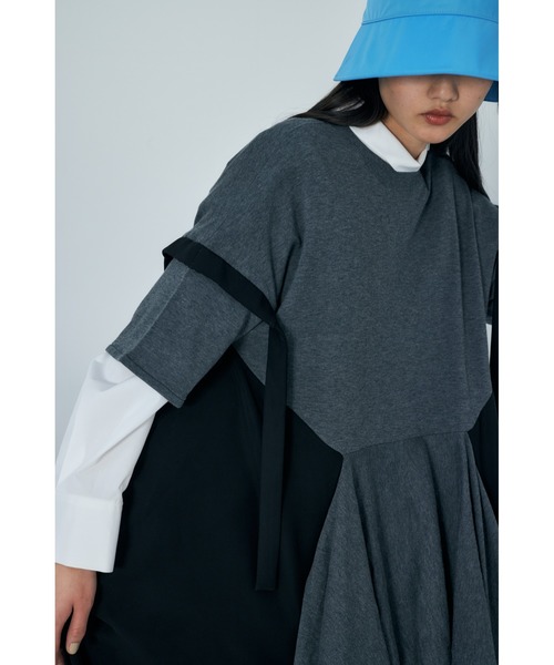 ENFOLDのWOOL CHECK ニットコンビドレス/ワンピース　エンフォルド ENFOLD - enfold KNIT-LAYERED PLEATS DRESS エンフォルドの通販