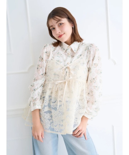 新品　chesty パール ビジュー ジャガード 刺繍 オーガンジー　セット Chesty】フラワー刺繍オーガンジーワンピース - レンタルドレス