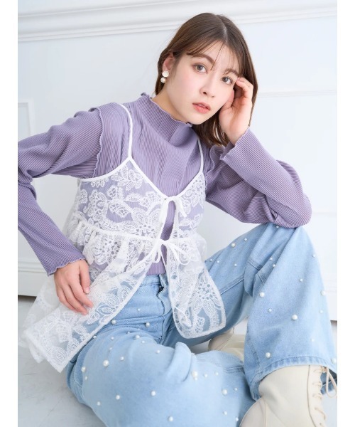 Kana♡  リボン 刺繍 アイボリー ×スモーキーピンク フリル 商品詳細ページ