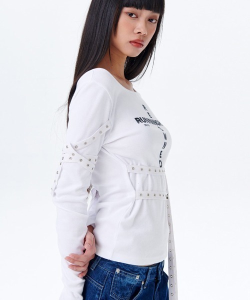 tシャツ A'GEM/9 × .kom 「runningHIGH/ランニングハイ」 BELTED SLIM L/S TEE/ベルトスリム長袖カットソー A'GEM/9 × .kom 『runningHIGH/ランニングハイ』 BELTED SLIM L