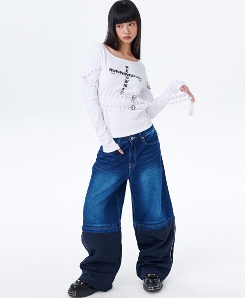 runningHIGH(ランニングハイ)の「A'GEM/9 × .kom 『runningHIGH/ランニングハイ』 BELTED SLIM L/S TEE/ベルトスリム長袖カットソー(Tシャツ/カットソー・レディース・ホワイト/ブラック・FREE)」の16枚目の写真