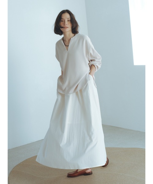 sm2rhythm（サマンサモスモスリズム）の「ワッシャーギャザースカート（スカート・レディース・オフホワイト/ベージュ/ブラック・M/L）」の2枚目の写真