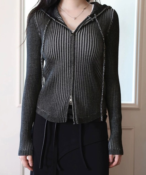 MEMECLE（メメクル）の「【 MEMECLE / メメクル 】ヴィンテージライク ピグメントダブルジップアップパーカー（パーカー・レディース・グレー/ブラック/ネイビー/ブラウン・FREE）」の7枚目の写真