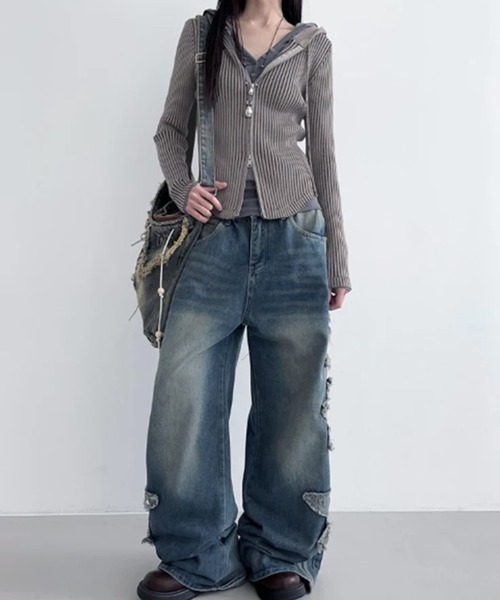 MEMECLE（メメクル）の「【 MEMECLE / メメクル 】ヴィンテージライク ピグメントダブルジップアップパーカー（パーカー・レディース・グレー/ブラック/ネイビー/ブラウン・FREE）」の17枚目の写真